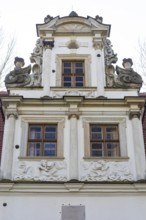 Detail of the gatehouse to the former manor in Dölitz, Leipzig, Saxony, Germany, Europe