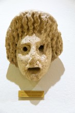 Hellenistic Greek tragic stone mask, archaeology museum, Apollonia Archaeological Park, Albania,