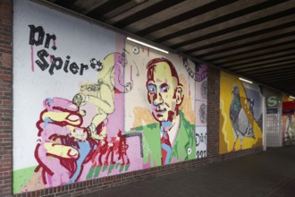 Portrait of the Jewish doctor Dr Spier, murdered in Auschwitz, mural in a subway by street artist