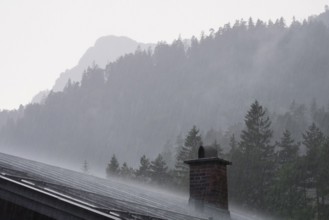 Heavy rain in Berchtesgadener Land, mountains, Bavaria, Germany, Europe