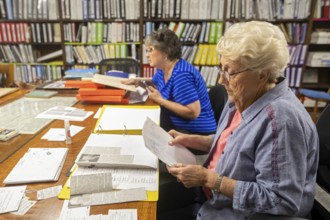 Holdrege, Nebraska - Volunteers do historical and genealogical research at the Nebraska Prairie