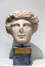 Roman carved head of a woman, archaeology museum, Apollonia Archaeological Park, Albania, Europe