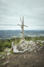 Heugstatt summit cross, Bavarian Forest, Bavaria, Germany, Europe