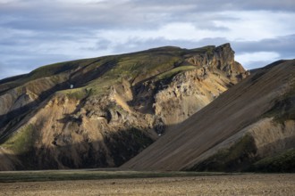 Rhyolite mountains, volcanic landscape, colourful erosion landscape with mountains,