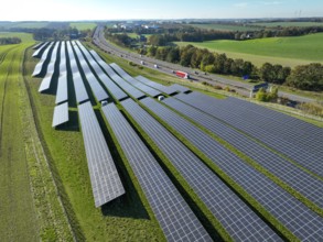 Glauchau, Saxony, Germany, Solar park on the A4 motorway near Glauchau, Europe