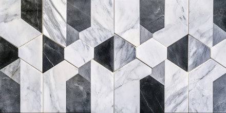 Irregular black, gray and white marble tiles. Generative ai, AI generated