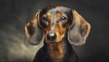 Pets, dog, portrait of his dachshund, AI-generated, AI generated