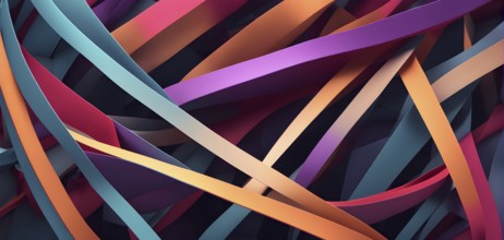 Illustration of abstract minimalist ribbon designs that rotate and change colors, creating a rhythm