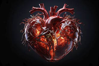 Human heart three dimensional holistic render, ai generated, AI generated