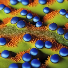 Nano material inspired by gecko feet with intricate patterns and vibrant colors representing