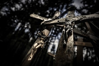 Grave cross in Wald, Kempten, Oberallgäu, Bavaria, Germany, Europe