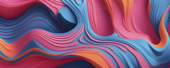 Seamless abstract pattern of vector fluid curved lines creating a dynamic ripple effect in vibrant