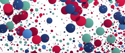 Abstract New Years Eve confetti explosion, with minimalist colored squares and circles falling