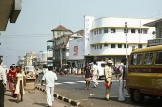 Central business district, shops and Odeon cinema, Freetown, Sierra Leone, West Africa 1978, Africa