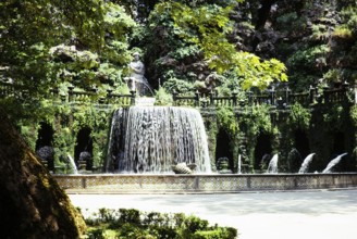 Fountains at Villa D'Este, 16th century villa in Tivoli, Rome, Italy 1974