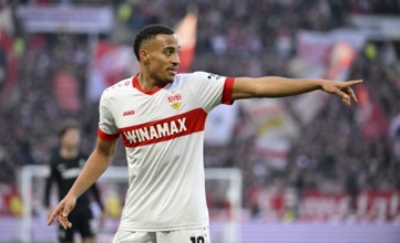 Jamie Leweling VfB Stuttgart (18) Gesture Gesture MHPArena, MHP Arena Stuttgart, Baden-Württemberg,