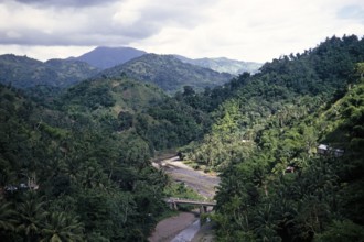 Landscape with wooded hills and deep valleys, the Blue Mountains, Jamaica, West Indies 1970,