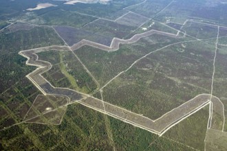 Aerial view, Wittstock-Ruppiner Heide, Bombodrom, Red Army, firing range, bombing range, GDR,