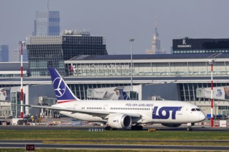 LOT Polish Airlines Boeing 787-8 Dreamliner aircraft with registration SP-LRD at the airport in