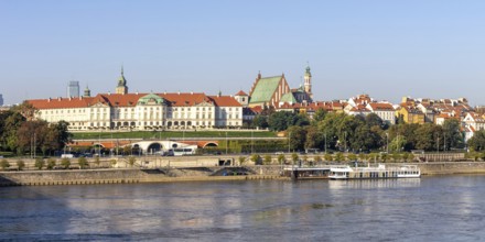 Warsaw Castle in the Old Town Panorama on the Vistula River in Warsaw, Poland, Europe