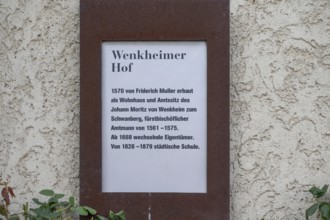 Information board at the Wenkheimer Hof, Iphofen, Lower Franconia, Bavaria, Germany, Europe