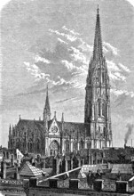 The Nikolaikirche in Hamburg, Germany, in 1880, Historical, digital reproduction of an original