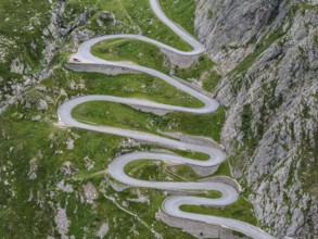 La Tremola, world-famous serpentine road through the Val Tremolo, road construction monument,