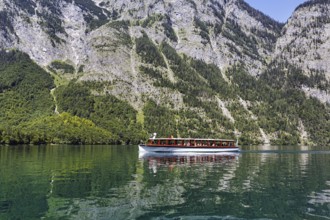 Excursion boat on the Königssee, Berchtesgaden National Park, Berchtesgadener Land, Upper Bavaria,