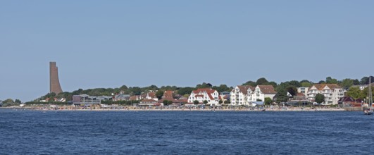 Houses, beach, naval memorial, Laboe, Schleswig-Holstein, Germany, Europe