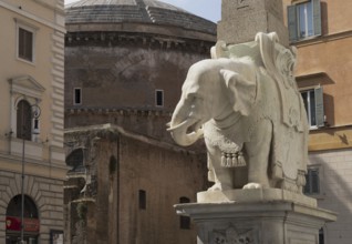 Obelisco della Minerva, elephant with obelisk on the Piazza della Minerva, Rome, Italy, Europe