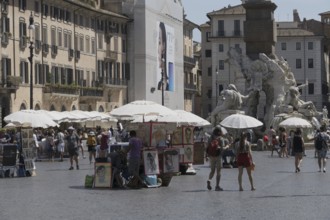 Tourists at the Piazza Navona, Rome, Italy, Europe