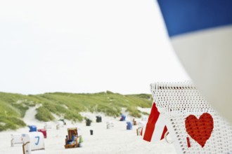 Beach chairs by the sea, Amrum, North Frisian Islands, Schleswig-Holstein, Germany, Europe