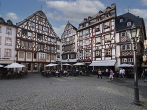 The historic Bernkastel market square, Bernkastel-Kues, Moselle, Rhineland-Palatinate, Germany,