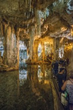 Huge stalactites and underground lake, stalactite cave, Grotta di Nettuno, Neptune Grotto, Capo