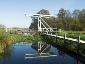 Großefehn Canal, bascule bridge, Mittegroßefehn, East Frisia, Germany, Europe