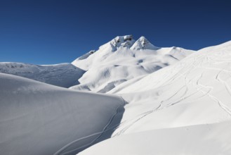 Snow-covered mountain landscape, Damüls, Bregenzerwald, Vorarlberg, Austria, Europe