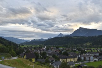 The village of Öblarn in the Enns Valley, with the Stoderzinken mountain in the background, Styria,