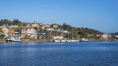 View of Dartmouth from Kingswear over River Dart, Devon, England, United Kingdom, Europe