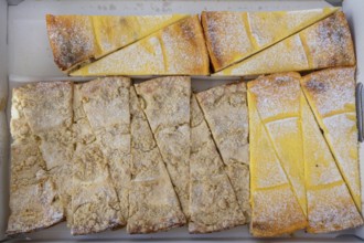 Fresh pieces of cake from the bakery in a box, Bavaria, Germany, Europe