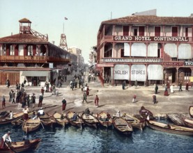 Port Said, the quay and the commercial street Rue du Commerce, Egypt, Historical, digitally