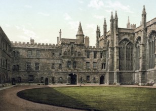 University, New college of Oxford, County of Oxfordshire in England, around 1890, Historic,