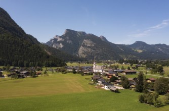 Drone image, Sankt Martin bei Lofer, Saalachtal, Pinzgau, Salzburg province, Austria, Europe