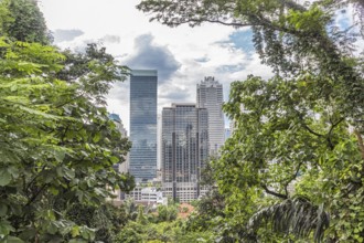 A modern city surrounded by jungle, Malaysia, Asia