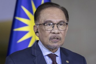 Anwar Ibrahim, Prime Minister of Malaysia recorded during a press conference at the Federal