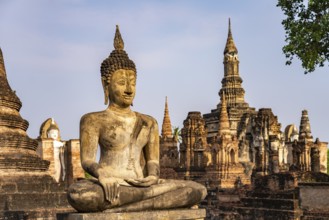 Buddha statue in the central Buddhist temple Wat Mahathat, UNESCO World Heritage Sukhothai