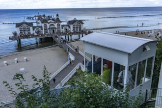 The Sellin pier, 394 metres long, with restaurant, jetty, lift Rügen Island, Mecklenburg-Western