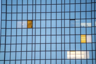 Open windows in a high-rise office block, ventilation, symbolic image of the corona crisis,