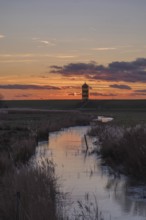 Pilsum lighthouse, winter evening, Pilsum, Krummhörn, East Frisia, Lower Saxony, Germany, Europe