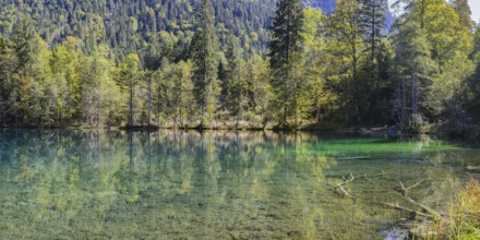 Christlessee, a mountain lake in the Trettachtal valley, near Oberstdorf, Oberallgäu, Allgäu,