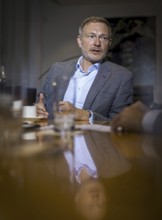 Christian Lindner (FDP), Federal Minister of Finance, recorded during an interview in his office at